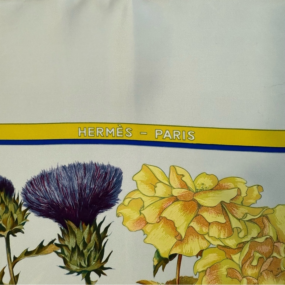Hermes Floral Silk Scarf with Ribbon Design 35” - Picture 10 of 10